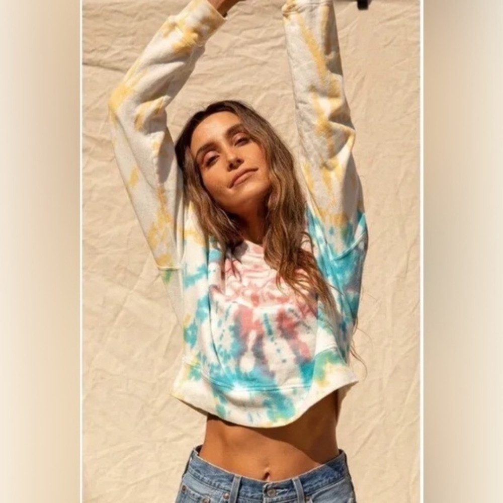 Lulus - Crop Tie Dye Sweatshirt - Size XS